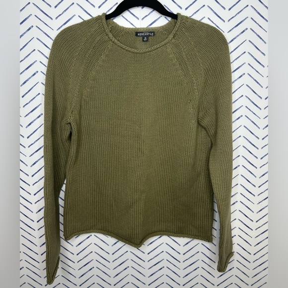 J. Crew Sweaters - J.Crew Olive Green Cotton Crewneck Sweater Size Small